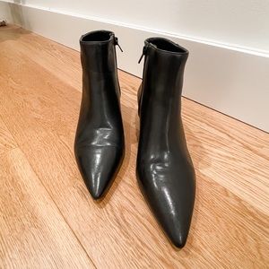 Black Real Leather Booties